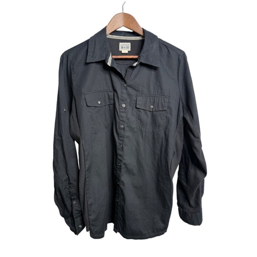 Converse One Star Women 1 Black Button Down Pocket Corduroy Sides T-shirt Casual